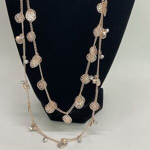 NWT Erica Lyons Gold Toned Double strand necklace